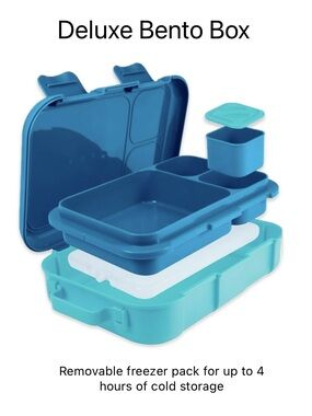 Cool Gear Deluxe Bento Box Blue Food Container Lunch Box Freezer Pack NWT